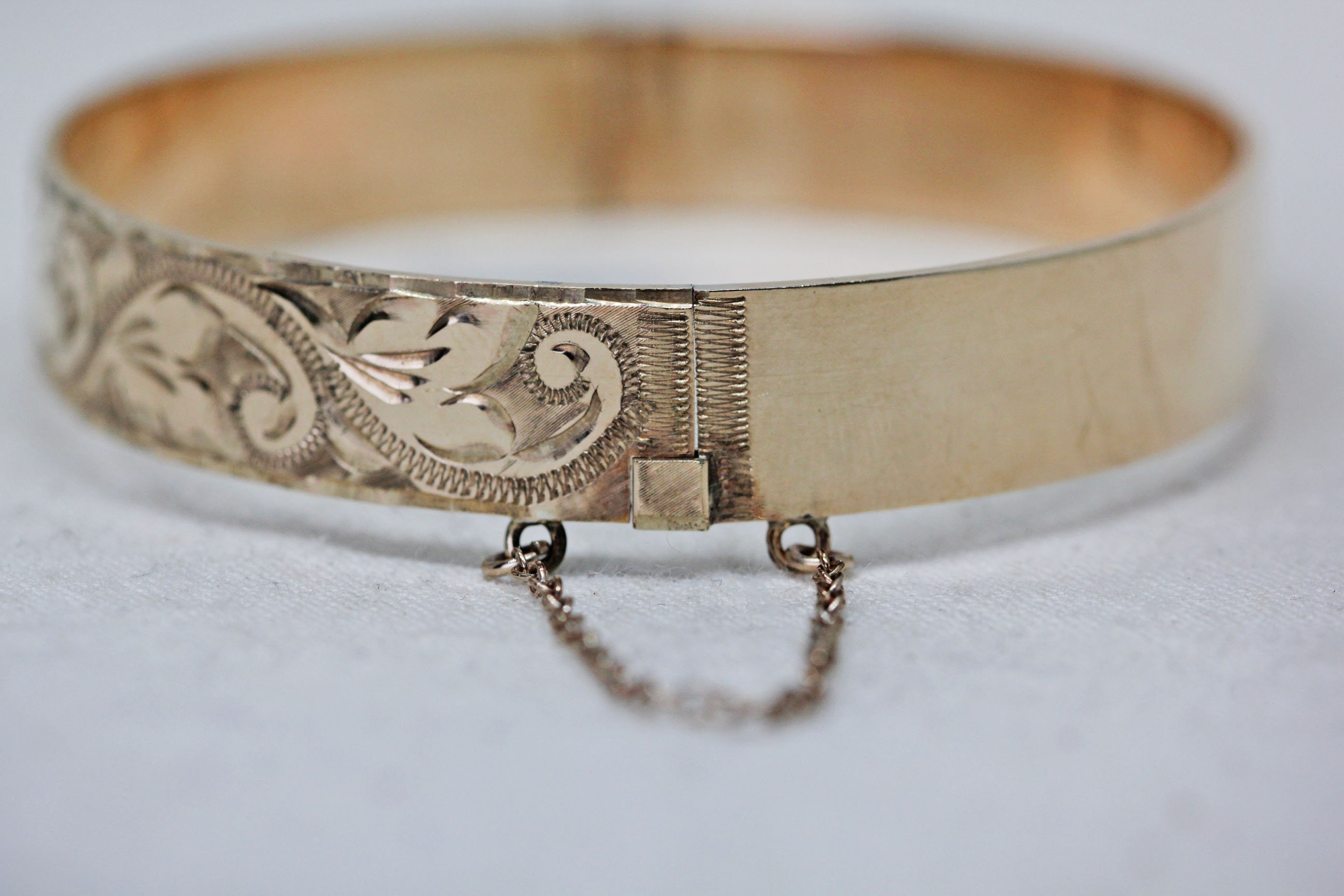 Vintage Mid Century 9ct Rolled Gold Bracelet Cuff Bangle, With Original