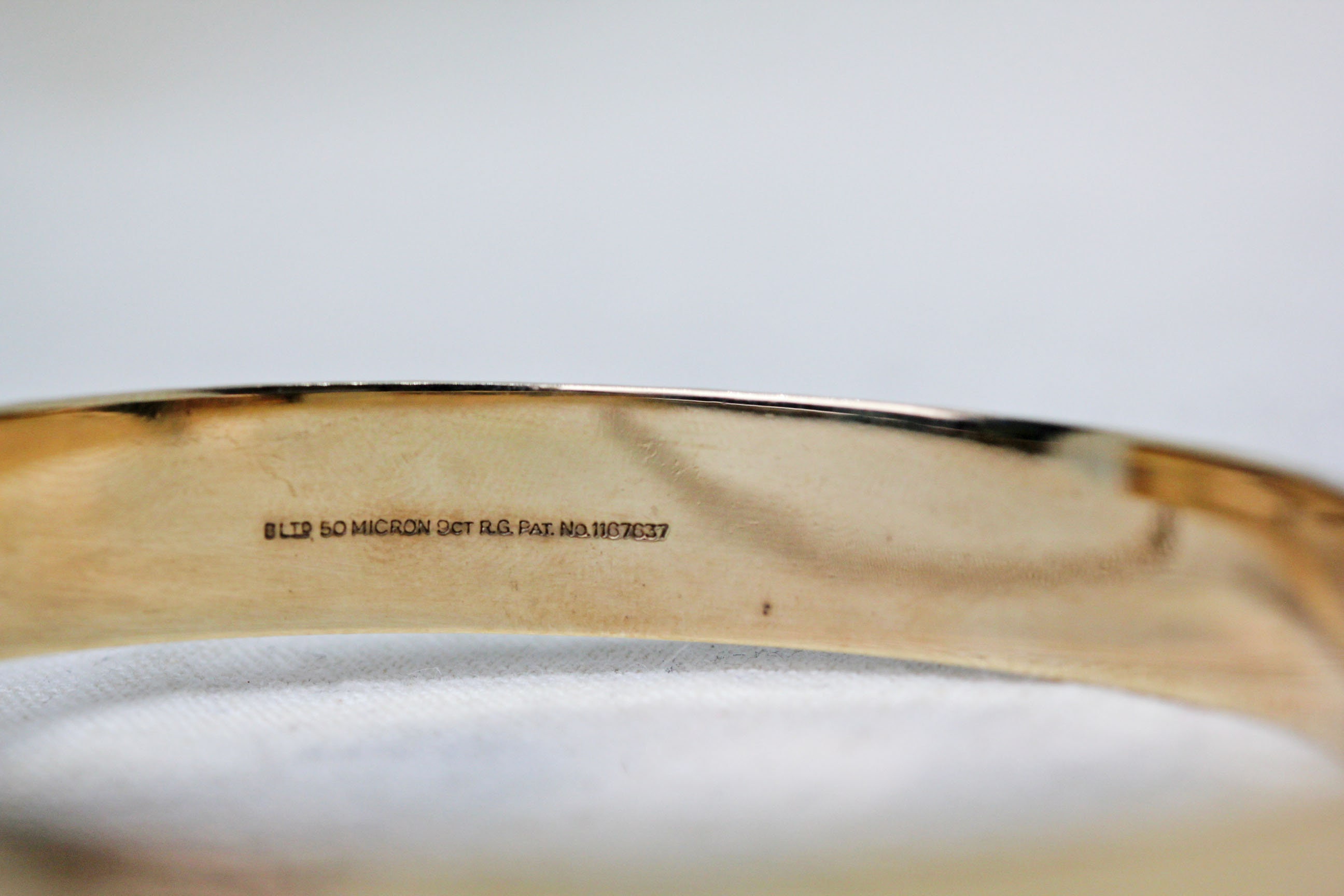 Vintage Mid Century 9ct Rolled Gold Bracelet Cuff Bangle, With Original