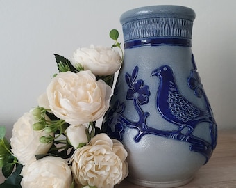 Cloisonne Ceramic Vase in Blue Gres de La Roche Enamel