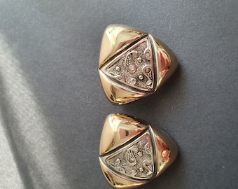 Vintage 1970's Gold and Silver Clip-On Earrings