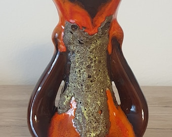 Vintage West German Lava Vase: Enamel Ceramic, 1970s Decor