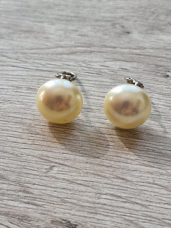 Boucles D'oreilles Argent Sterling Perles Des Mers Du Sud Dorées - Fait Main #1550