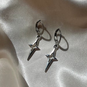 north star huggie hoop earrings hypo allergenic earrings stainless steel hoops jewellery gift for her