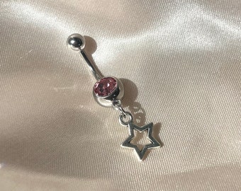 Chirurgisch staal baby roze diamanté CZ ster buik navelring bar cadeau voor haar