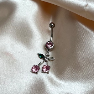 Ruby Red DANGLING CHERRY Belly Ring – BodyCandy