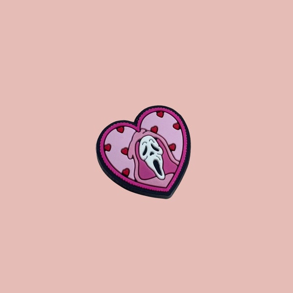 Baby pink scream croc charm ghostface jibbit horror heart croc jibbitz charm ( x 1 )