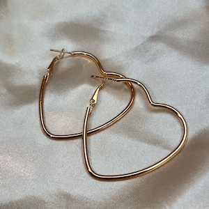 Gold | Silver Hollow Heart Hoops Earrings