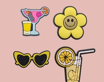 summer cocktail sunglasses flower lemonade yellow croc jibbitz charm ( x 1 )