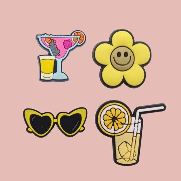 summer cocktail sunglasses flower lemonade yellow croc jibbitz charm ( x 1 )