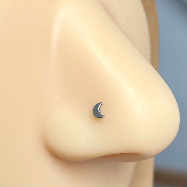 Silver moon L shape nose stud nose piercing  ( pack of 2 )