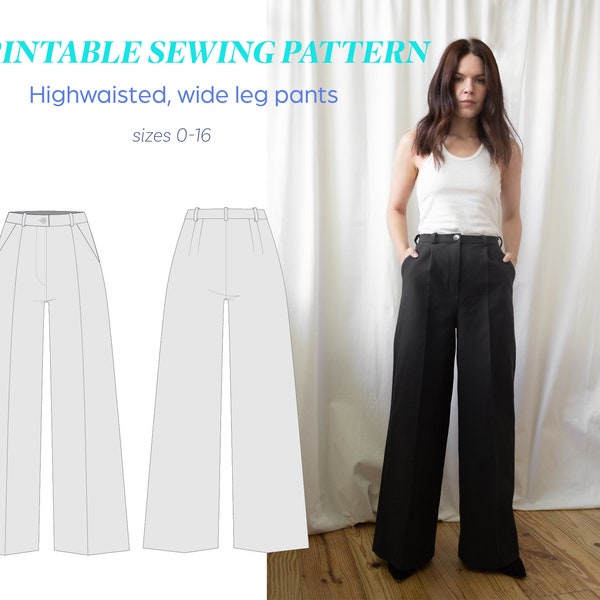 High Waisted Wide Leg Pants - Etsy