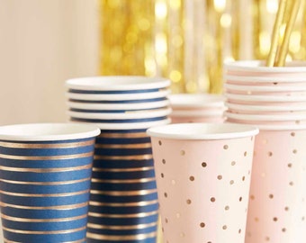 Gold Foiled Pink And Navy Mixed Baby Shower Cups