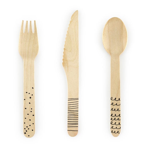 Unique Black Wooden Cutlery Set