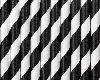 Black & White Stripy Straws Set (25)