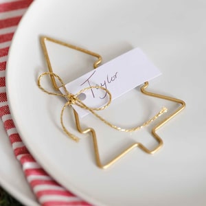 Porta-cartões de lugar em forma de árvore de metal dourado