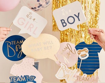 Gold Foiled Gender Reveal Party Photo Booth Props