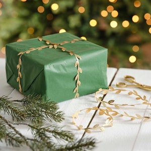 Gold Leaf Christmas Ribbon