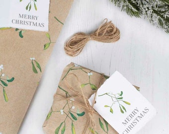 Christmas Wrapping Paper With Twine and Tag