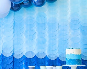 Blue Ombre Tissue Paper Disc Party Backdrop