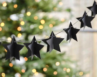 Black 3D Star Christmas Bunting