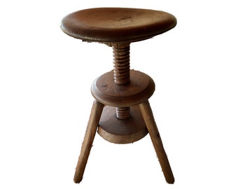 Antique Oak screw workshop stool, industrial furniture, trade furniture, Home Decor, Retro Home Deco, Retro, Monuments, SALE