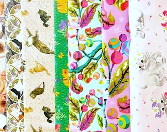 100% Cotton Fabric - Cat Patterns, Kitty Kittens