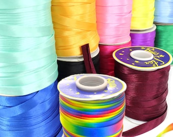 Bias Binding - Satin 15mm Solid Colours & Rainbow, Edging Tape Trimming