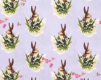 Riley Blake - Springtime - Bunnies - 100% Cotton Fabric - Kids Quilting Cotton, Lilac Easter Bunny and Rabbit Cotton, Pet Animal Fabric