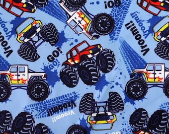 Monster Truck Mania, Waterproof Polyurethane Laminate PUL Fabric - Oeko Tex, Vehicles