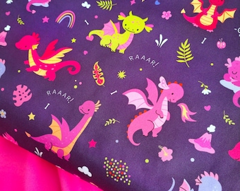 Dragon Dreams, Waterproof Polyurethane Laminate PUL Fabric - Oeko Tex, Kids Patterned