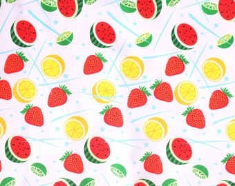 Waterproof Polyurethane Laminate PUL Fabric - Fruity Fun, Summer Food Fruit Patterned, Oeko Tex