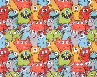 Monster Mayhem, Waterproof Polyurethane Laminate PUL Fabric - Oeko Tex, Aliens