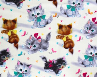 100% Cotton Fabric -Michael Miller - Kitties - Quilting Cotton, Kitten Cat Animal Fabric, Oeko Tex, CX3696