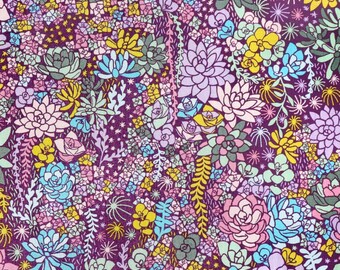 100% Cotton Fabric - Riley Blake - Arid Oasis, Colourful Succulent Plant Patterned
