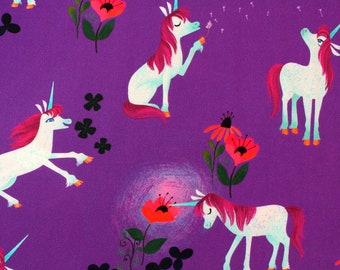 Riley Blake - Purple - Uni The Unicorn - 100% Cotton Fabric - Kids Quilting Cotton