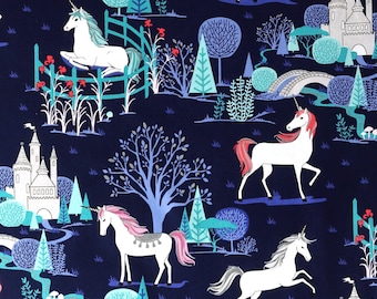 Riley Blake - My Unicorn - 100% Cotton Fabric - Quilting Cotton, Castles & Fantasy World