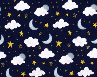 Riley Blake - It's A Boy - Cloudy Night Sky - 100% Cotton Fabric - Kids Quilting Cotton, Space, Stars and Moon