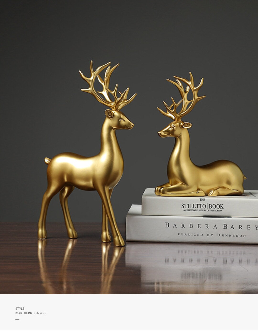Gold Deer Statue Reindeer Statuechrıstmas Deer Etsy