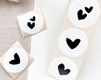 Aufkleber *Herz abstrakt* Weiß/Schwarz | Sticker | Geschenkaufkleber | Etiketten | Herzaufkleber