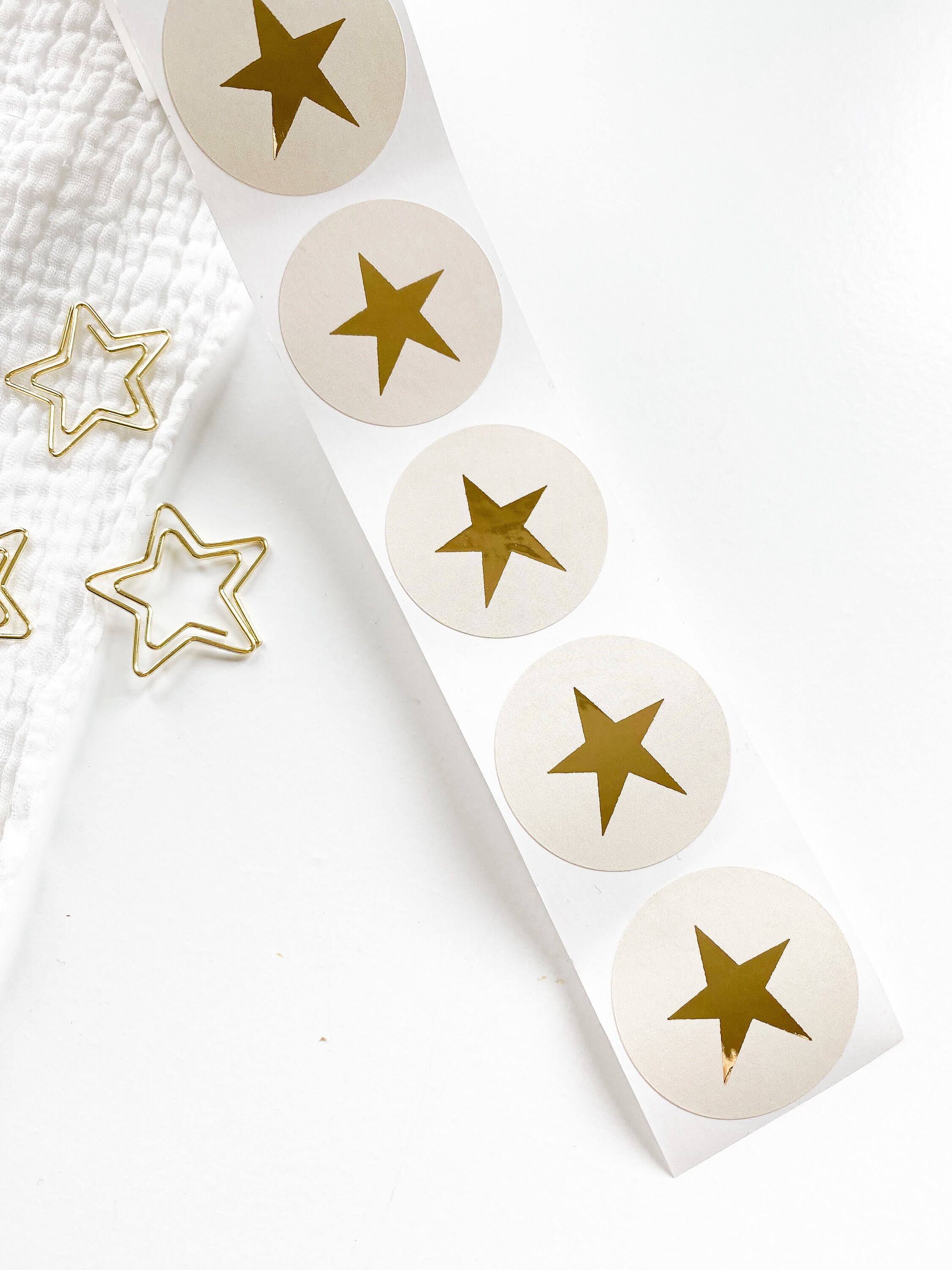 1000 Stück - Goldene Sticker Sterne Aufkleber Klebesterne - 15mm