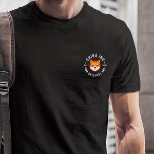 Shiba Inu Memecoin Shirt, Crypto T-Shirt with Vintage Badge on the Chest, Lightweight Cotton Unisex T-Shirt, Gift for Nerds