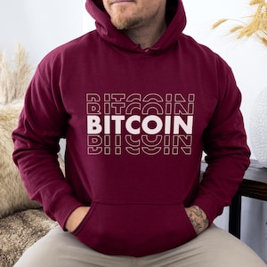 Bitcoin Hoodie, Crypto Sweater with Typo Print, Lightweight Unisex Hoodie, Gift for Nerds, Blockchain Merch
