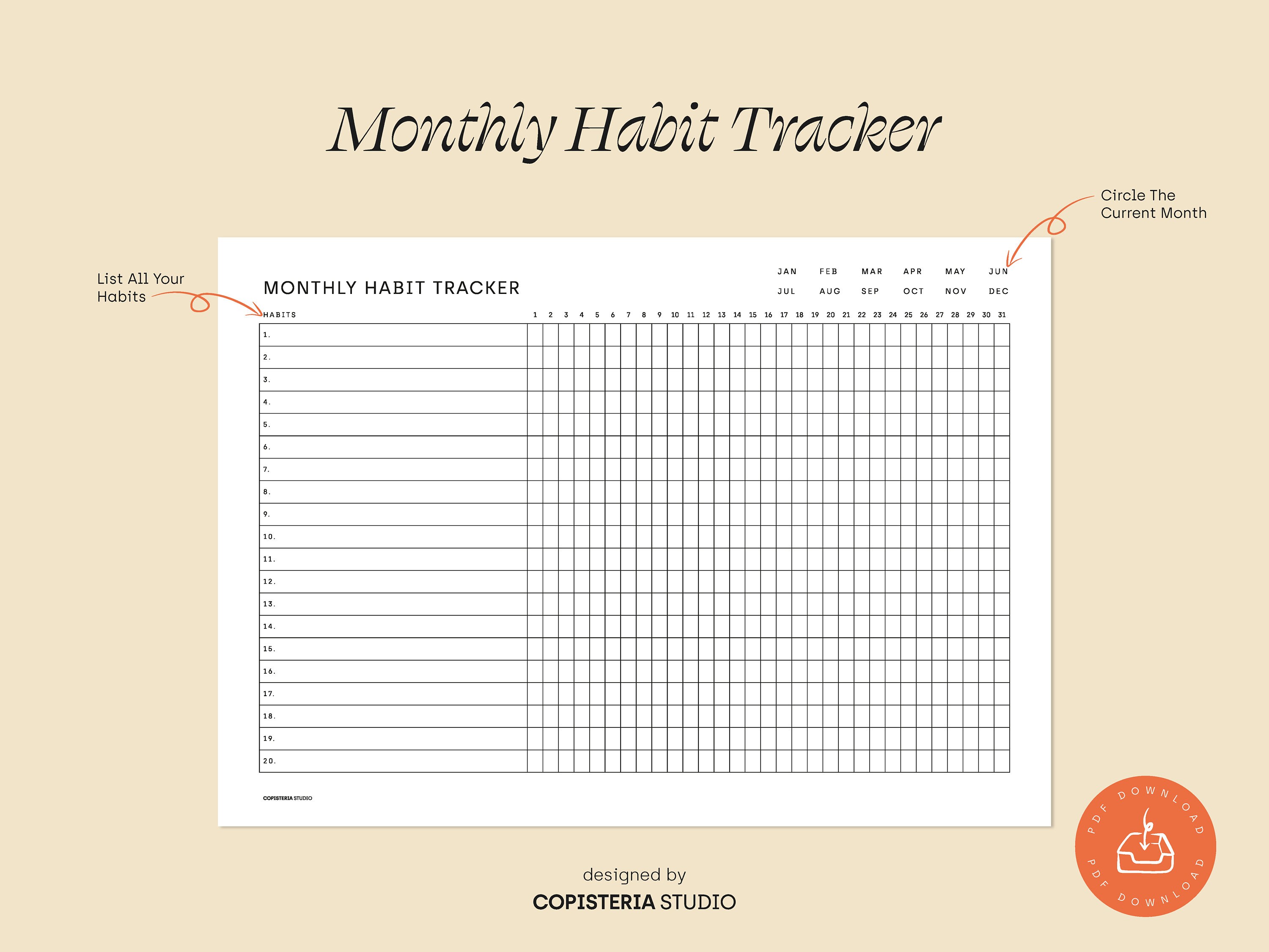 Printable Habit Tracker A4 Letter Monthly Habit Tracker - Etsy Ireland