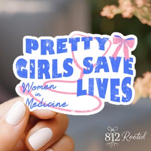 Cute Nurse Sticker for Women in Medicine, Pink Vinyl Decal for Laptop, Water Bottle, Nurse Gift, Healthcare Graduation Sticker