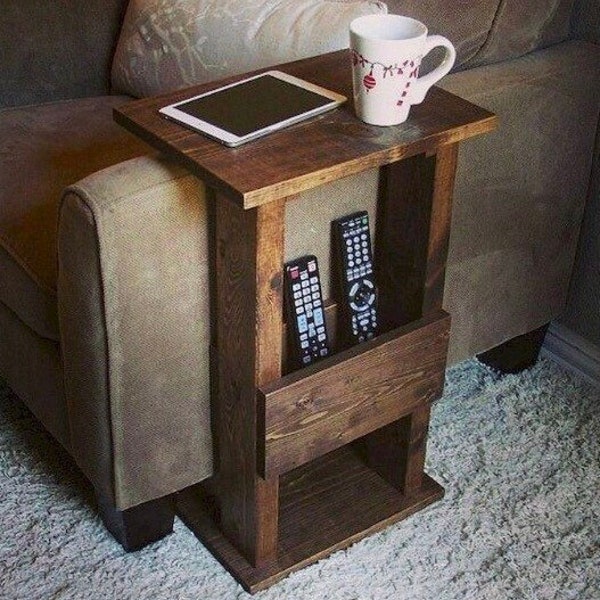 Rustic Side Table with Shelf, End Table, Side Table, Farmhouse Shelf, Rustic Touch & Warmth, Living Room Organizer