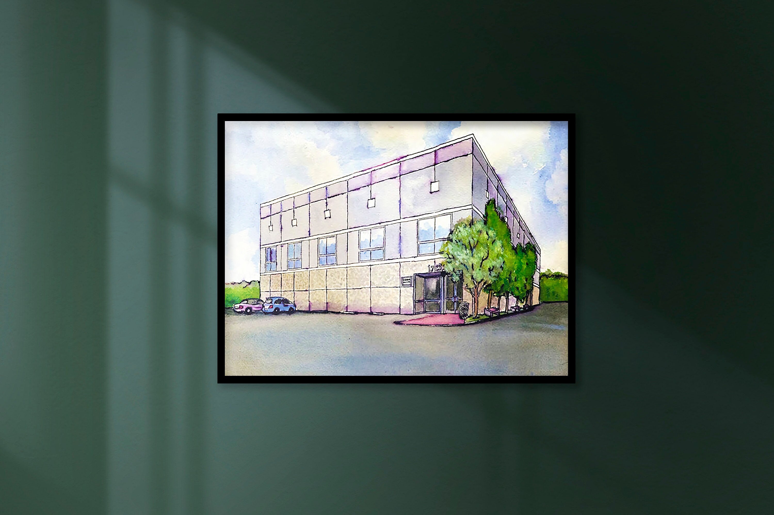 Pam Beesly Office Building Watercolor Painting Poster Dunder Mifflin Paper  Company Inc. Gift Poster for Sale by MyPartyShirt