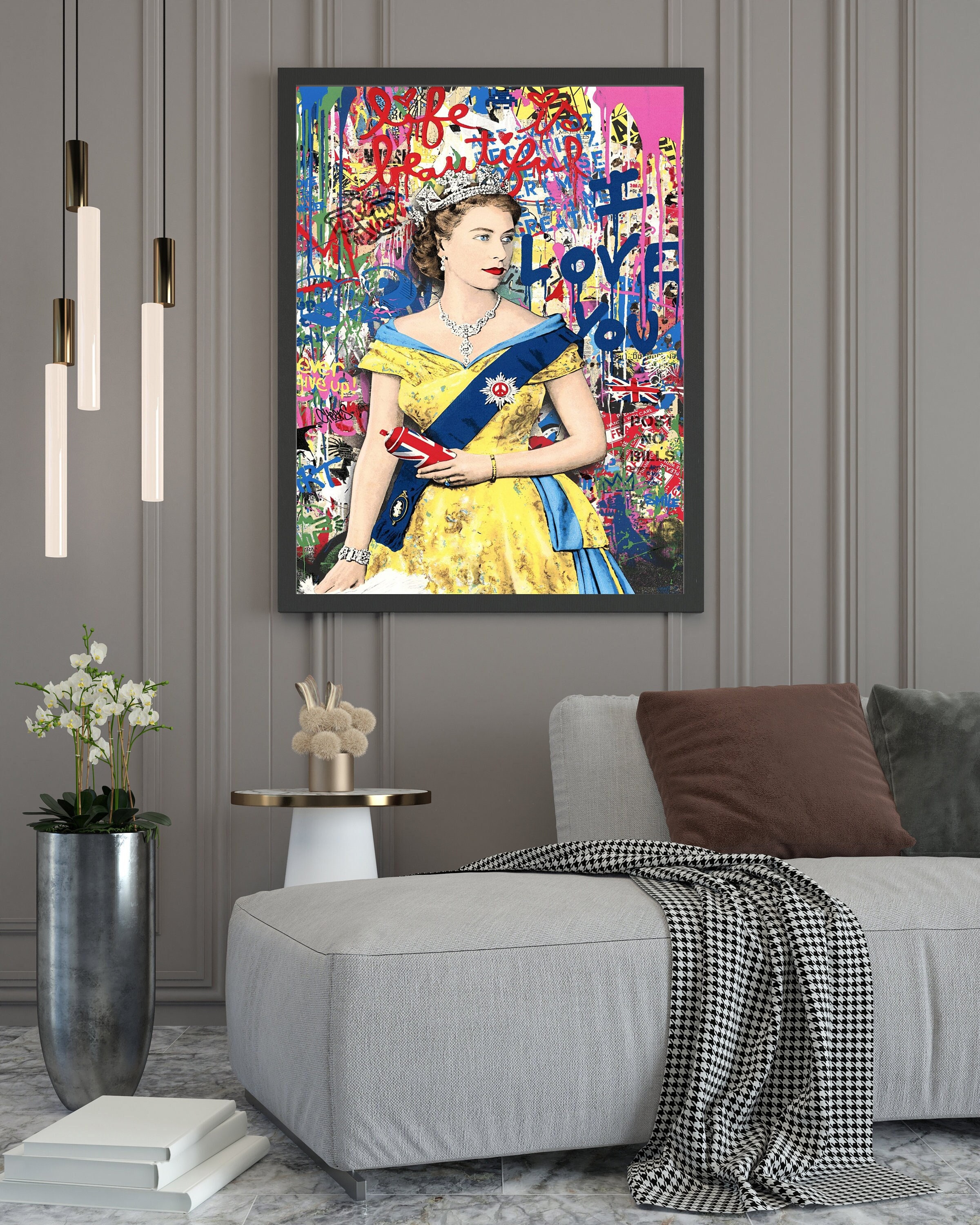 Framed Banksy Queen Elizabeth Wall Art Banksy Street Art Pop - Etsy
