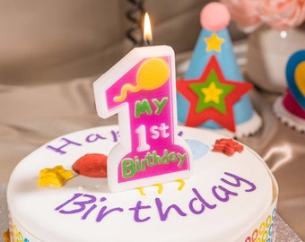 Bougies 1er anniversaire, Saupoudrer les bougies numéro 1, Bougie avec chiffres, Bougie pour gâteau d'anniversaire, Fête de premier anniversaire, Bougie d'âge, Décoration de gâteau d'anniversaire
