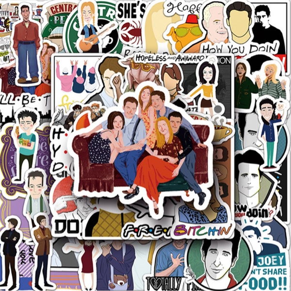 50 pcs FRIENDS Stickers, f·r·i·e·n·d·s, TV Show Friends, Stickers for Phone Case Suitcase Computer Laptop Notebook Guitar, Birthday Gift