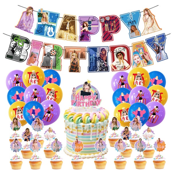 Tay-Lor S-wift Birthday Party Decors, Custom Tay-Lor Birthday Banners, Tay-Lor Birthday Balloons, Birthday Cake Toppers, Party Supplies